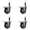 Service Caster 3.5'' Black Poly Swivel 3/4'' Expanding Stem Caster Set Total Lock Brake, 4PK SCC-EXTTL20S3514-PPUB-BLK-34-4 - alternate 1